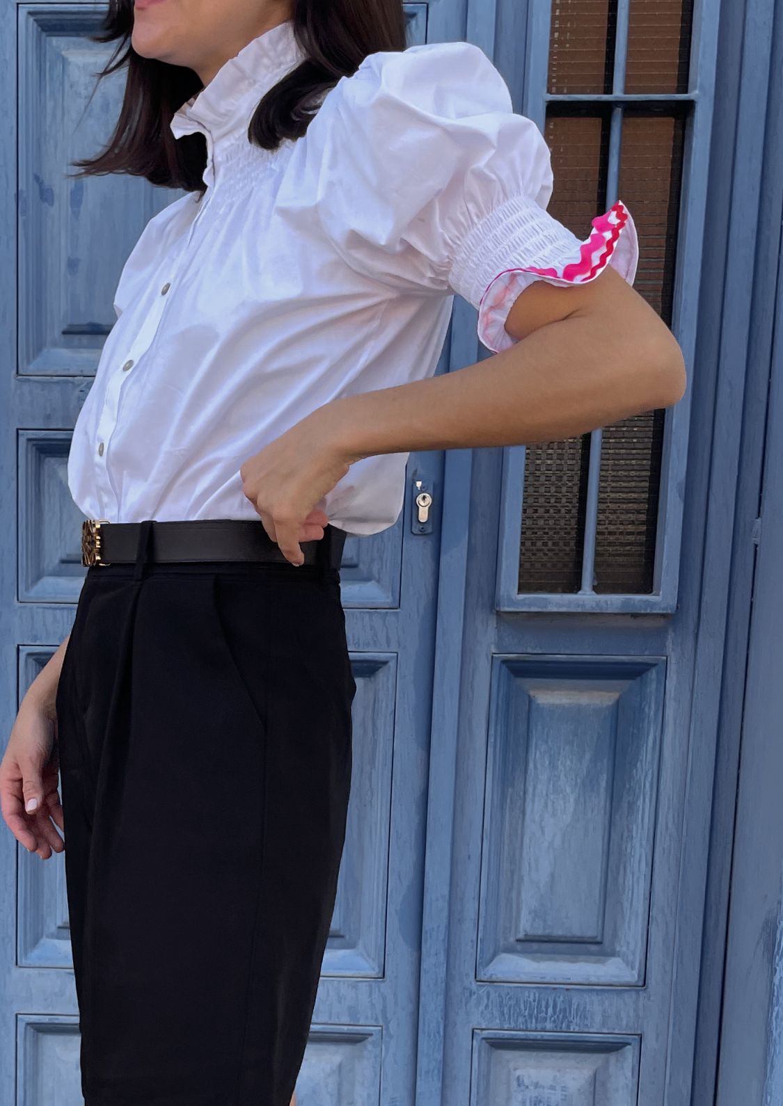 Blusa Milán - Blanco y Fucsia