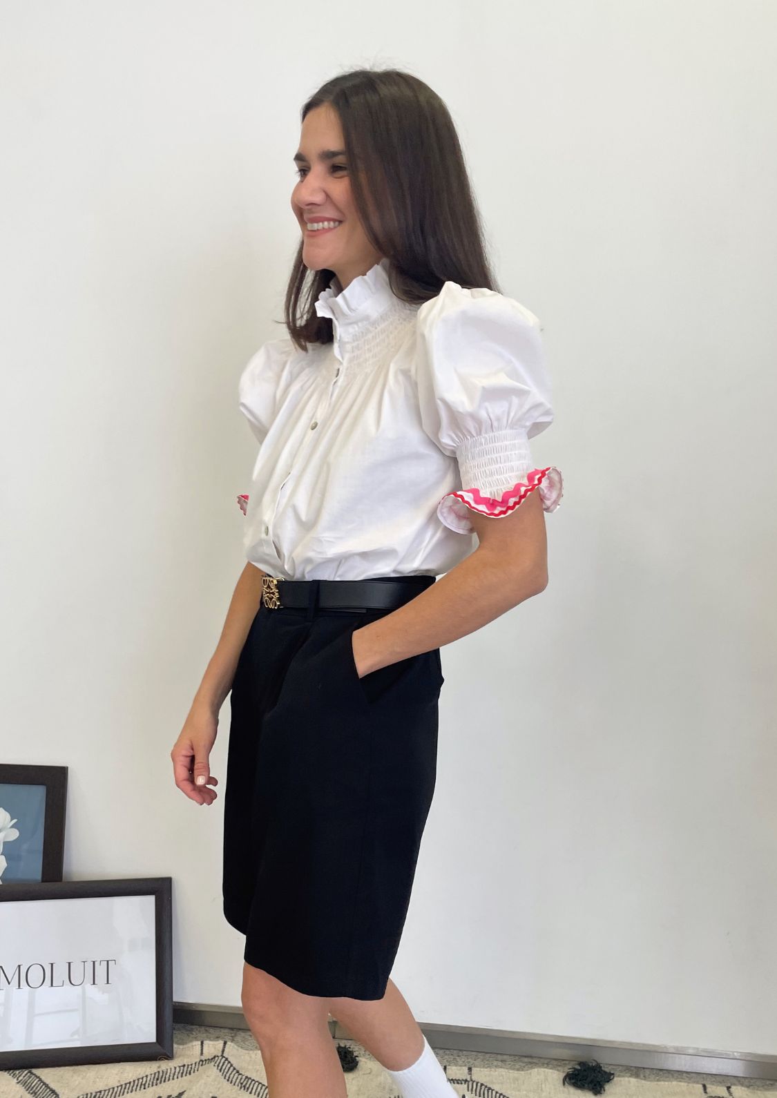Blusa Milán - Blanco y Fucsia