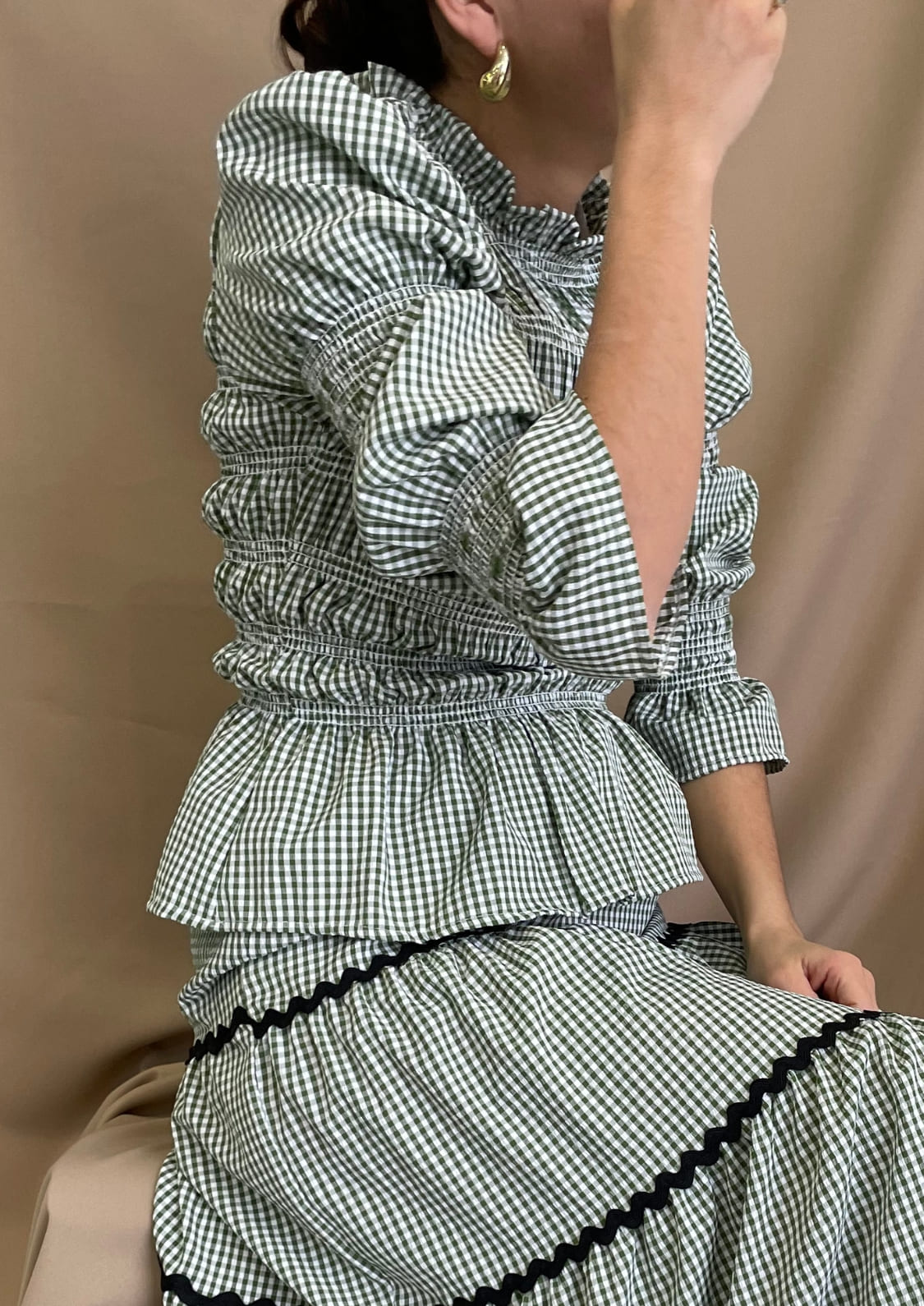 Blusa Oporto manga larga - Verde Vichy