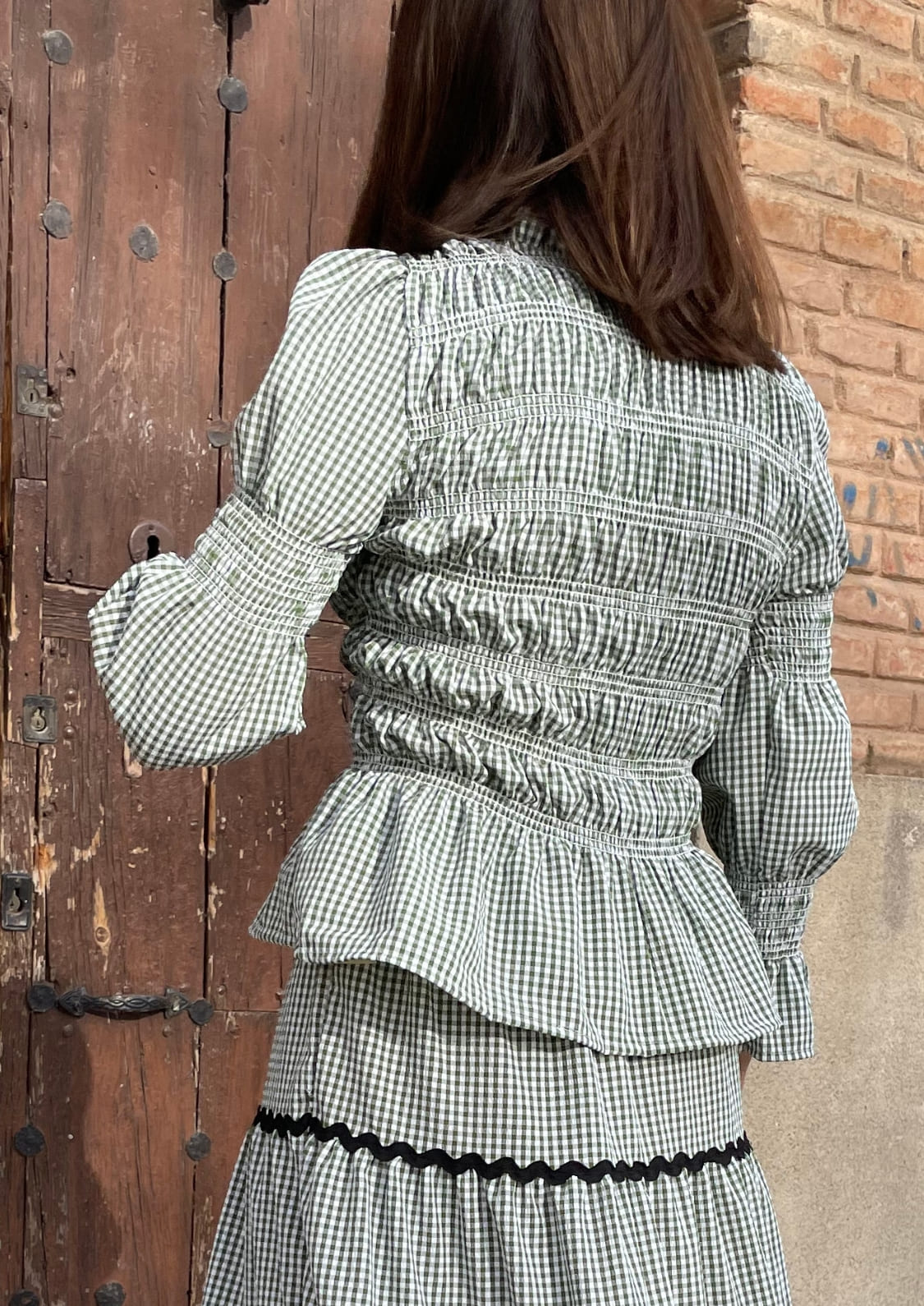 Blusa Oporto manga larga - Verde Vichy