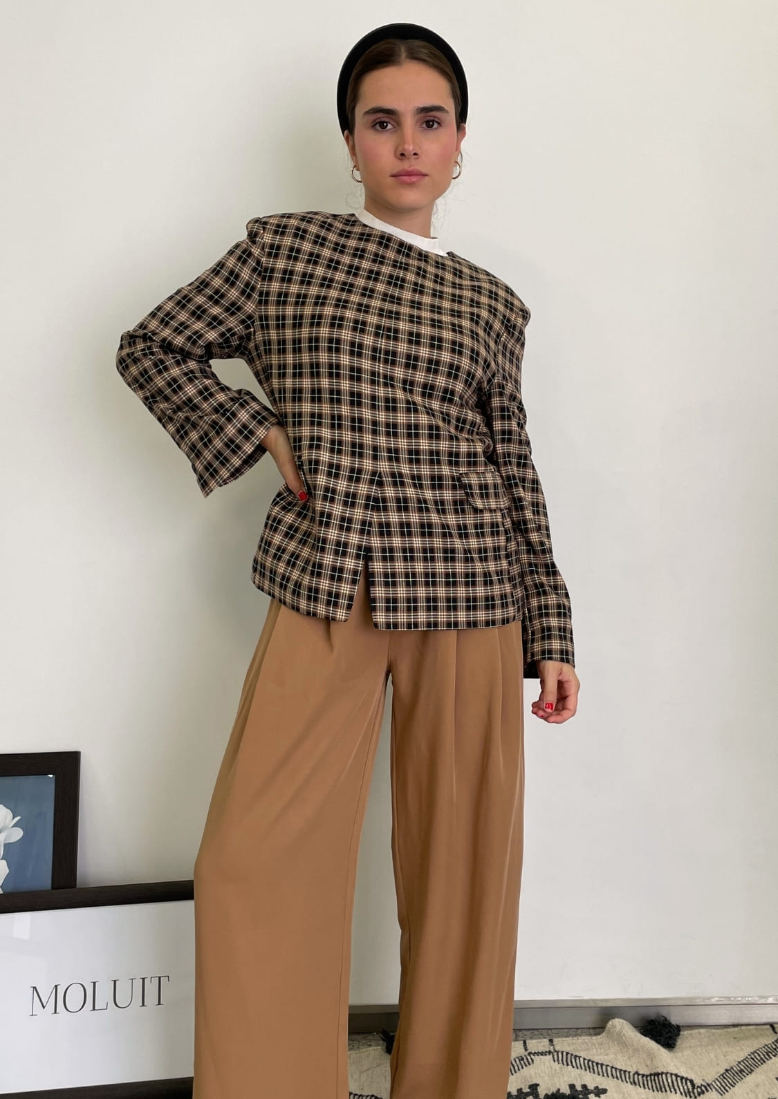 Jersey-Blazer cuadro escocés