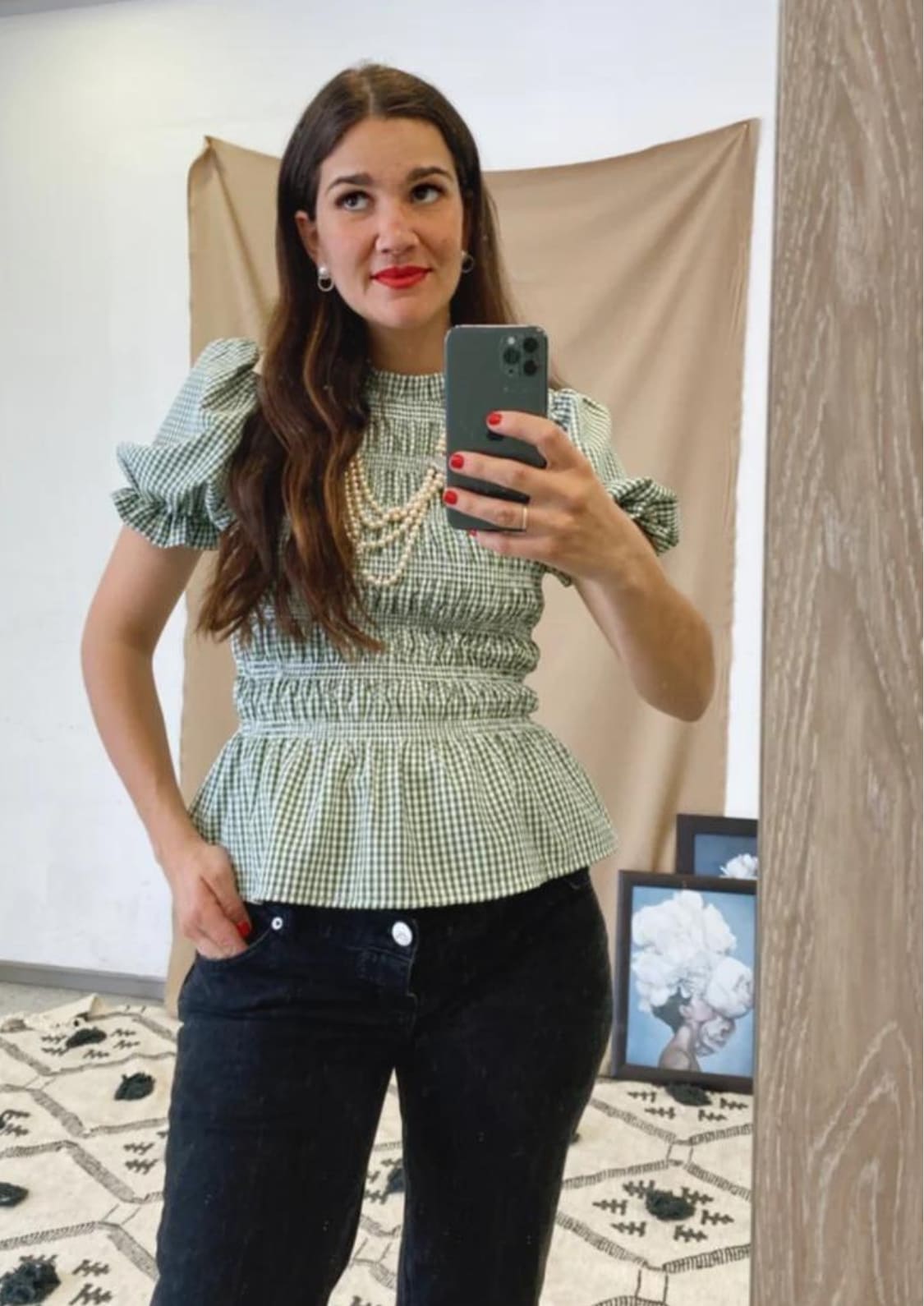 Blusa Oporto manga corta - Verde Vichy