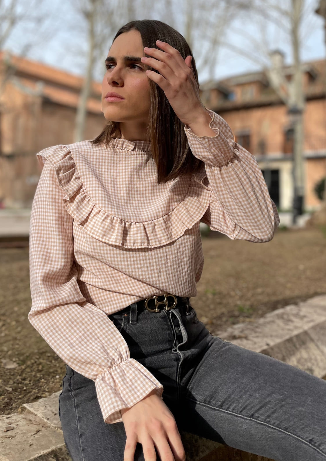 Blusa Almudena - Beige Vichy