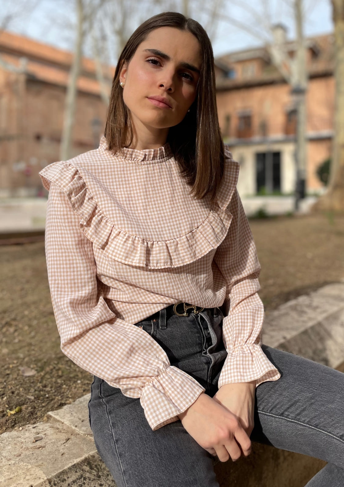 Blusa Almudena - Beige Vichy