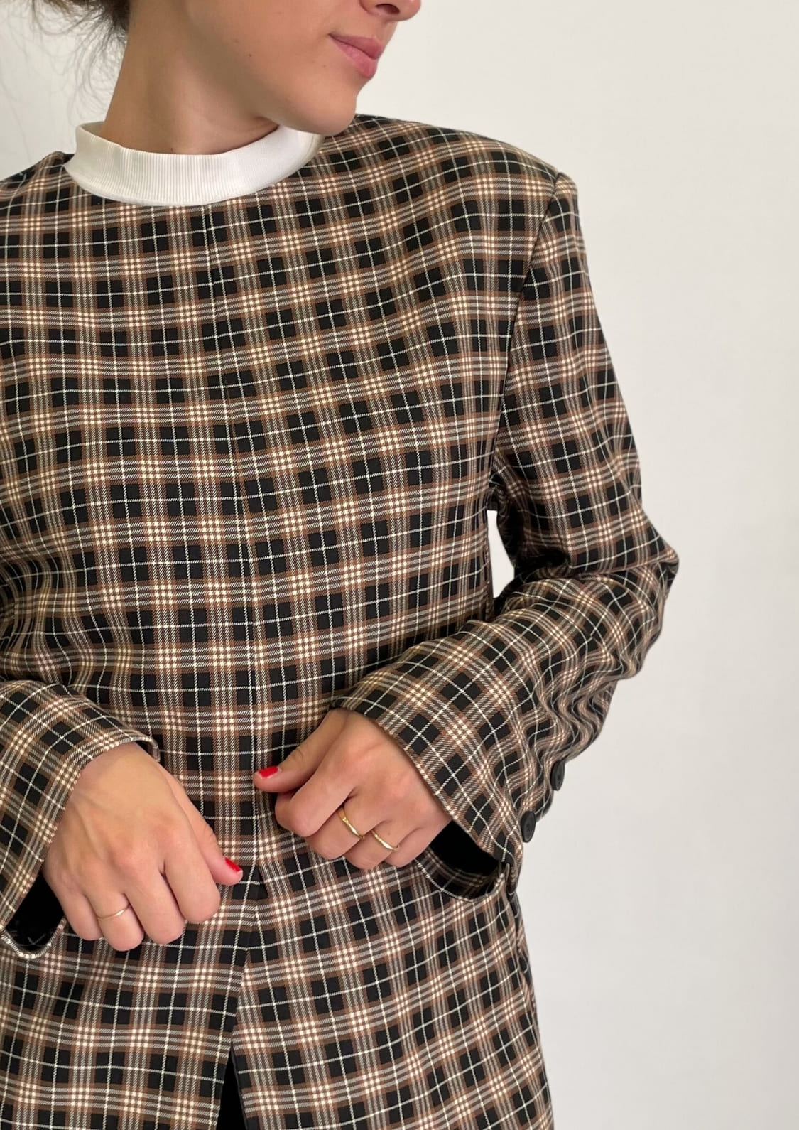 Jersey-Blazer cuadro escocés