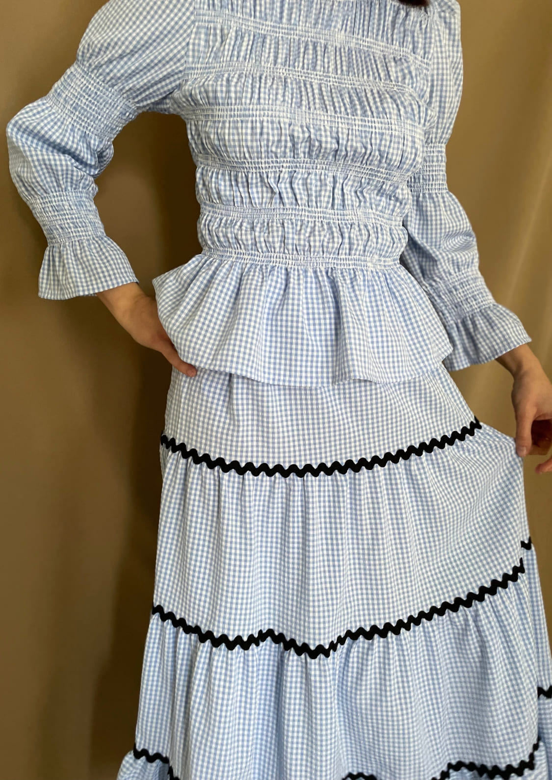 Conjunto Oporto manga larga - Azul Vichy