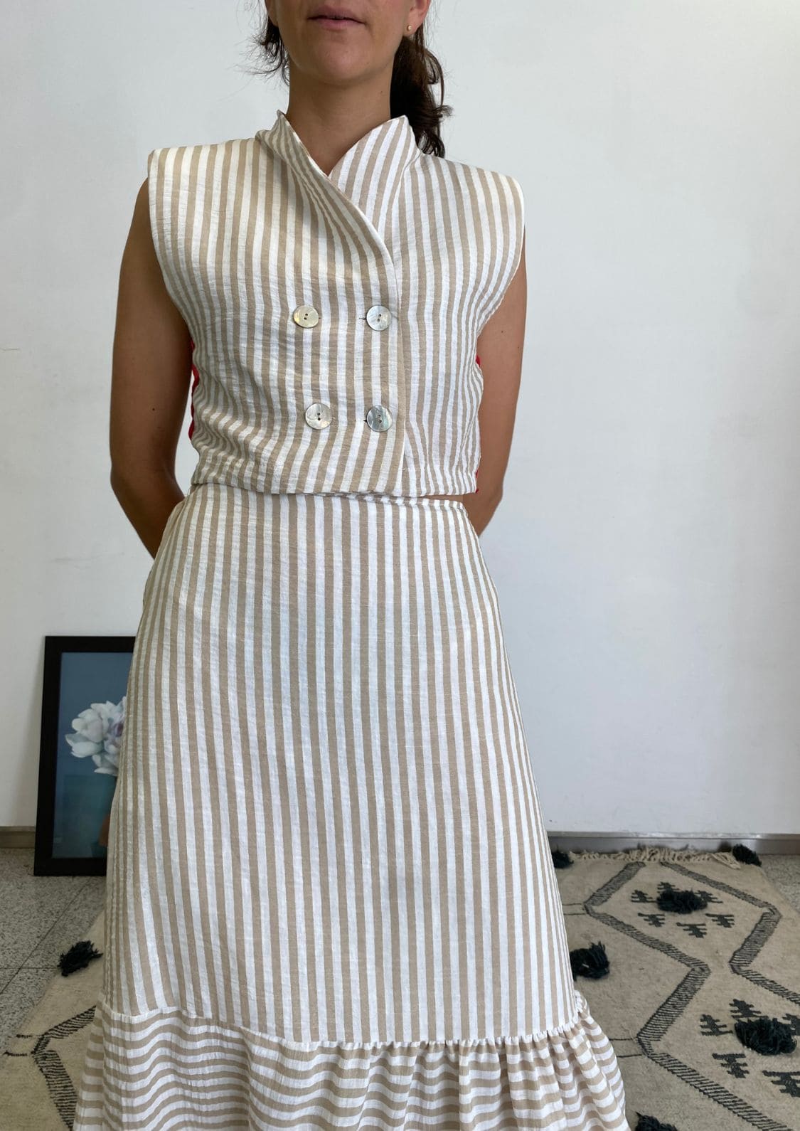 Chaleco Faro - Beige Rayas