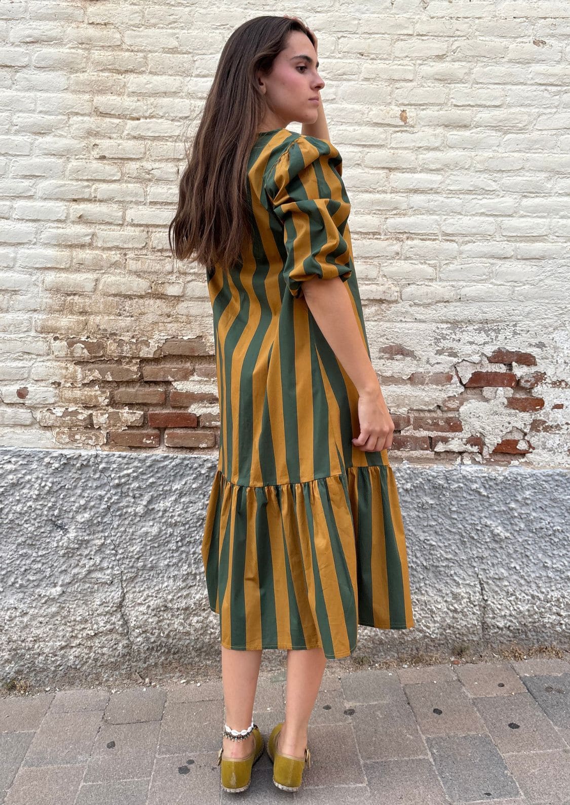 Vestido Copenhague - Verde/mostaza