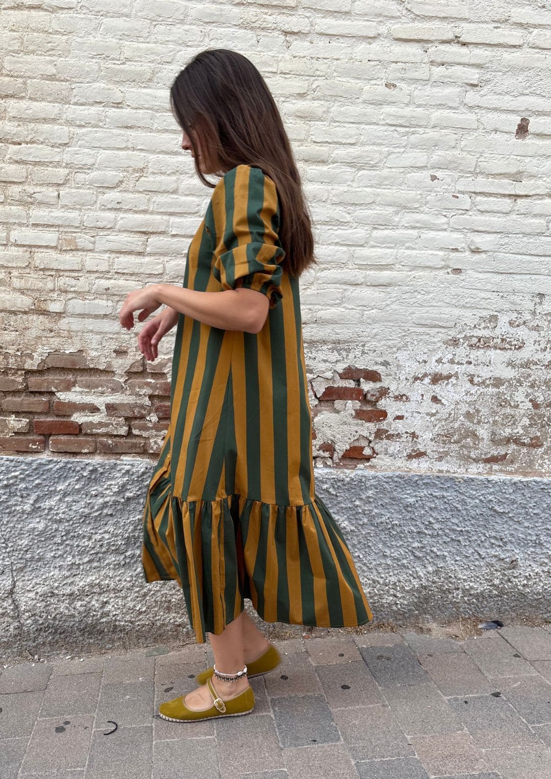 Vestido Copenhague - Verde/mostaza