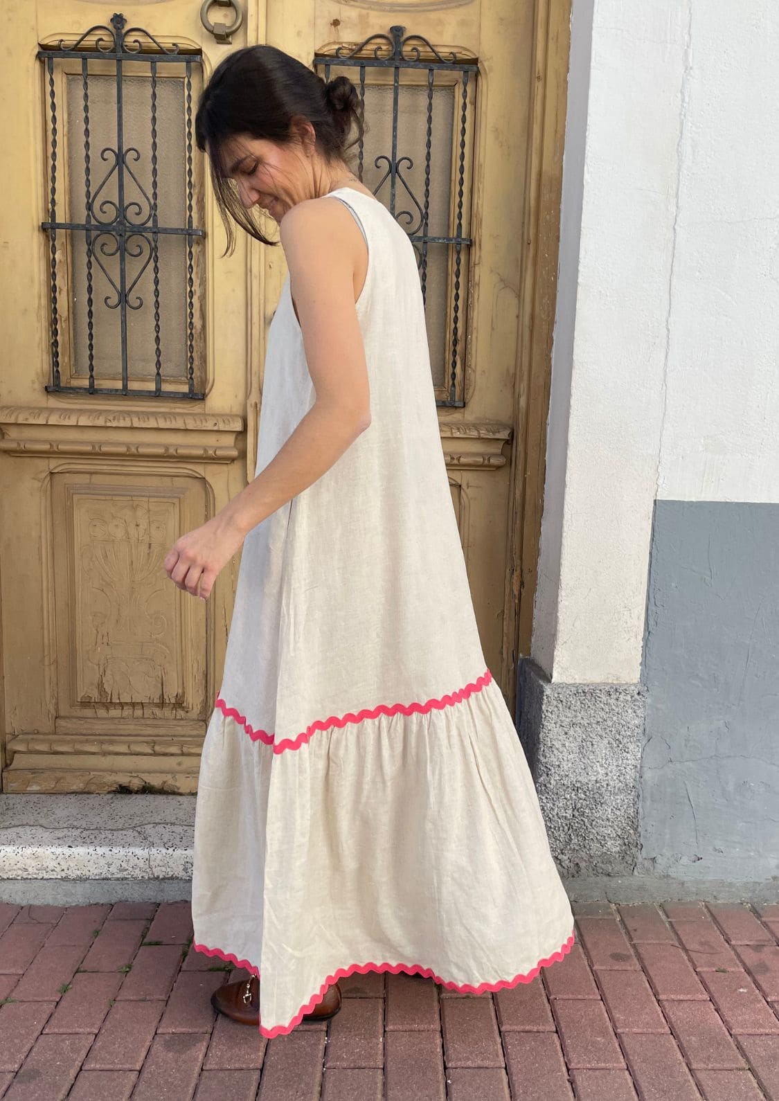 Vestido Almería - Beige y Coral