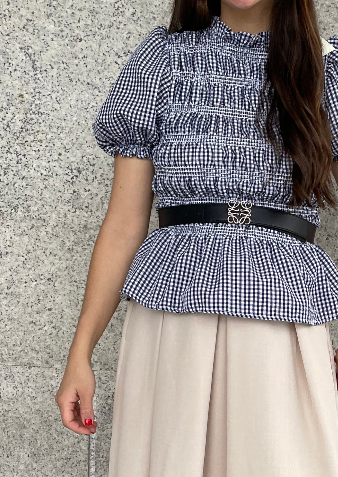 Blusa Oporto manga corta - Azul Marino Vichy
