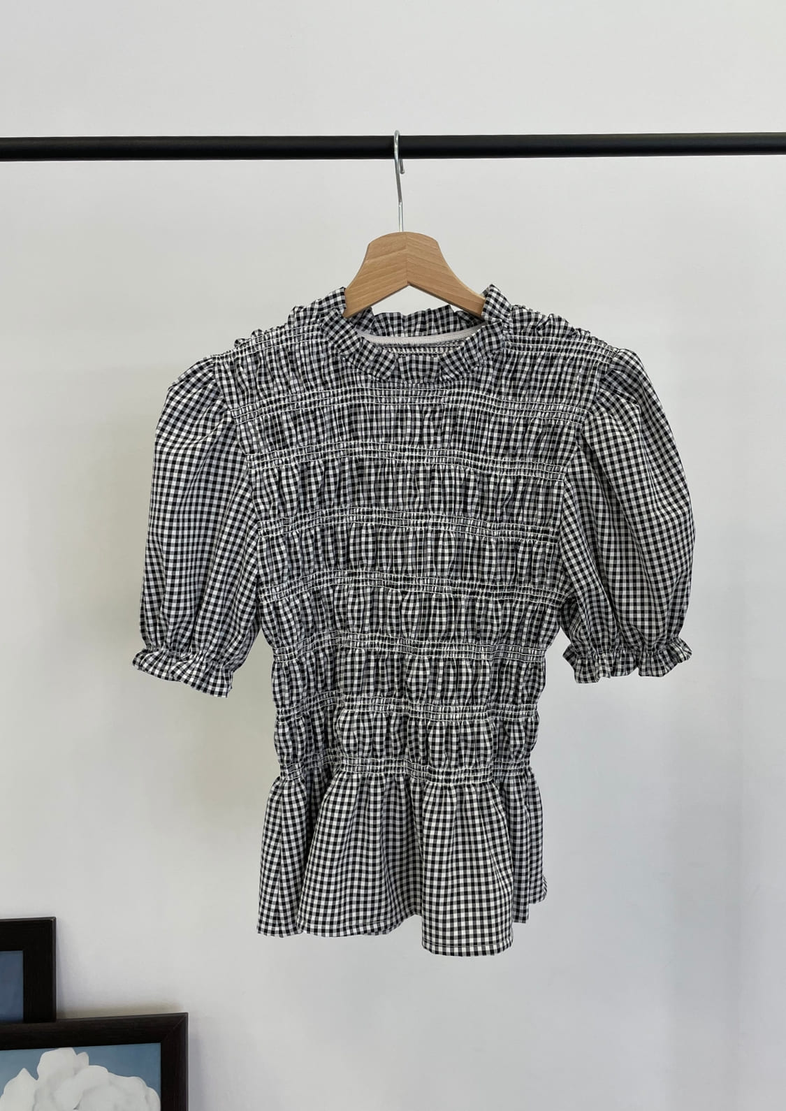Blusa Oporto manga corta - Negro Vichy
