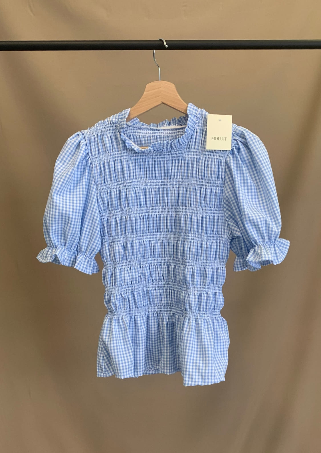 Blusa Oporto manga corta - Azul claro Vichy