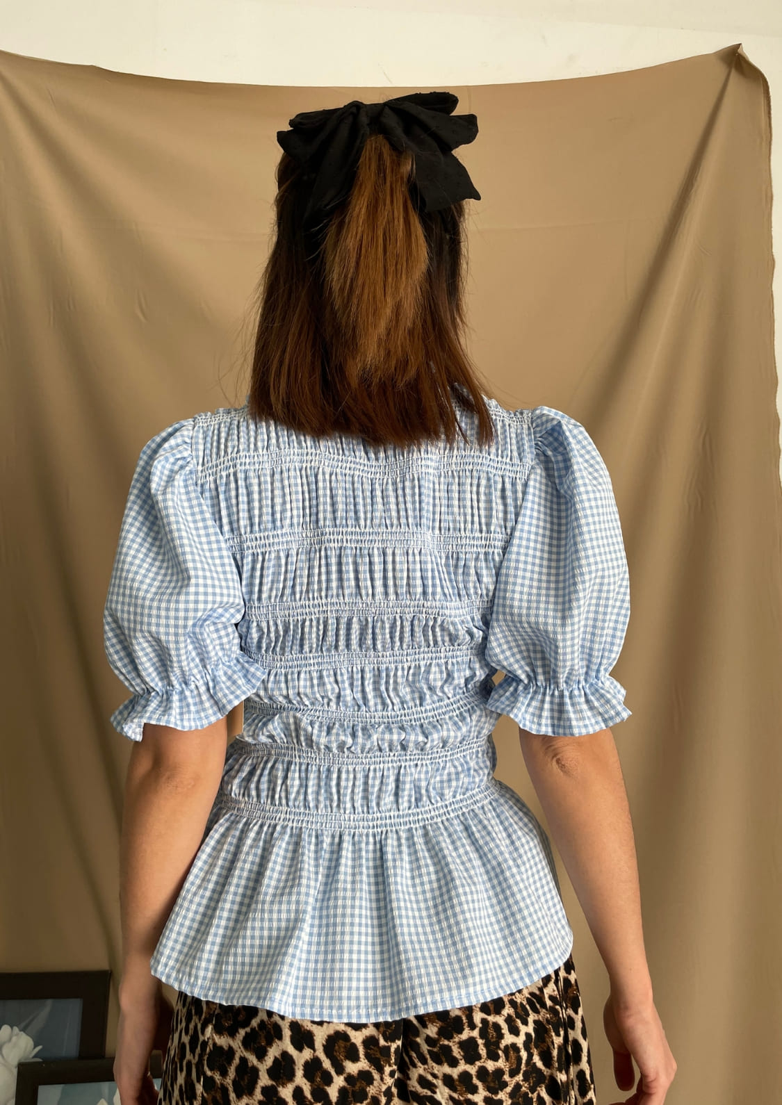 Blusa Oporto manga corta - Azul claro Vichy