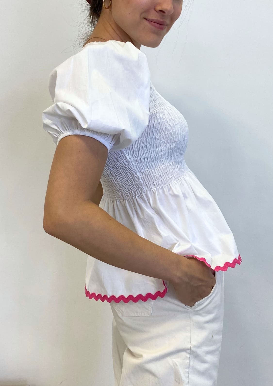 Blusa Toscana - Blanco y fucsia
