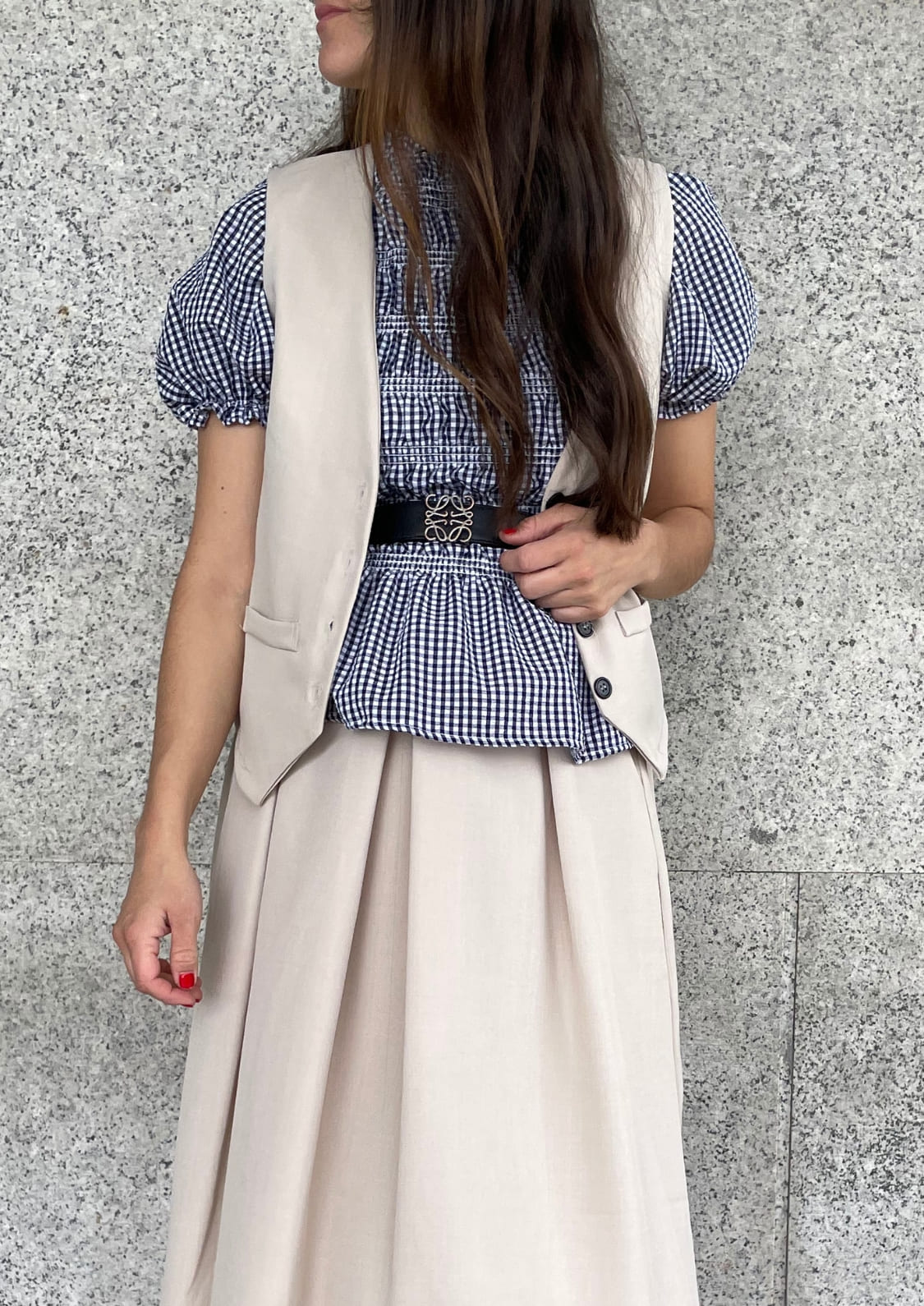 Blusa Oporto manga corta - Azul Marino Vichy