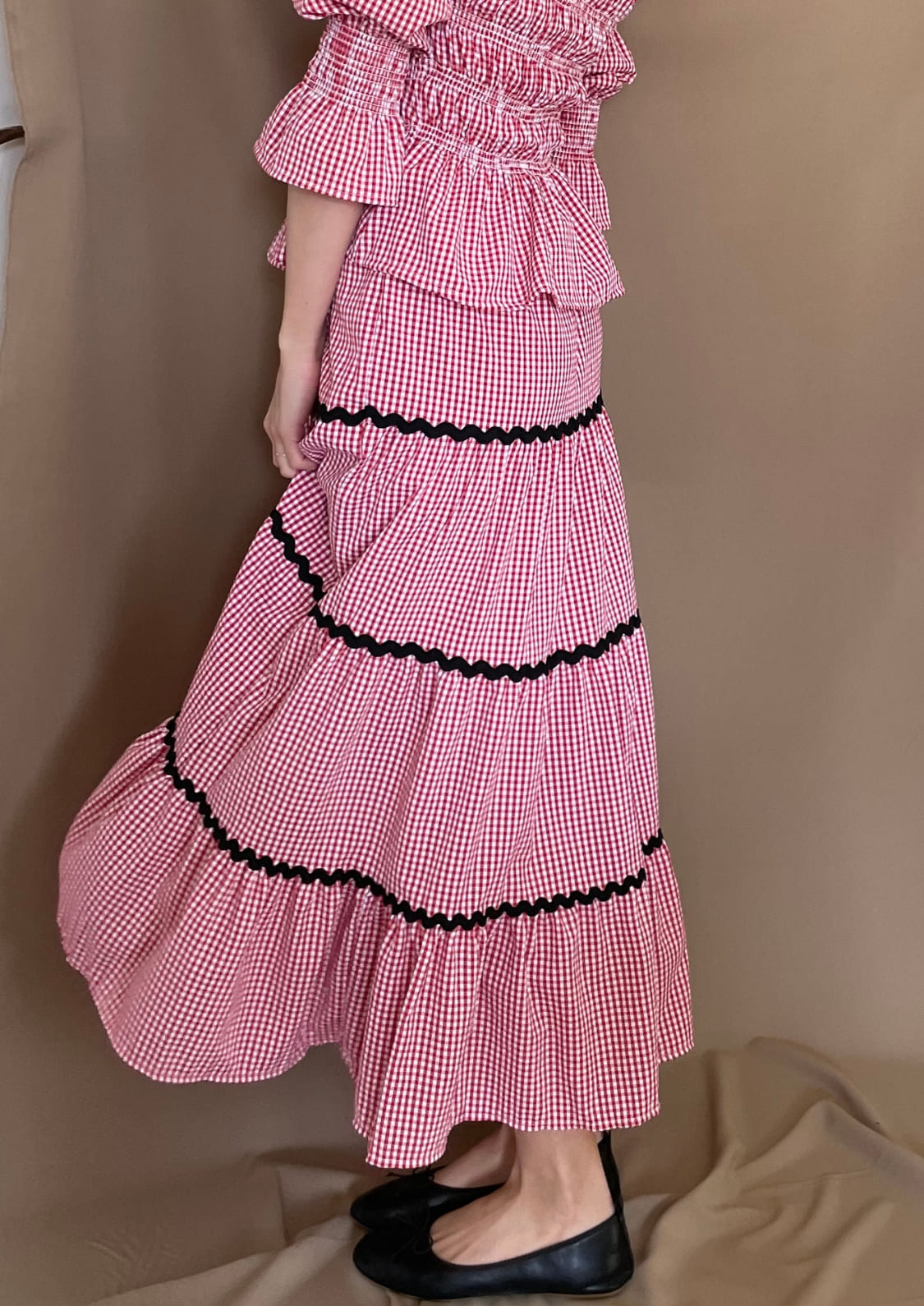 Falda Oporto - Rojo Vichy
