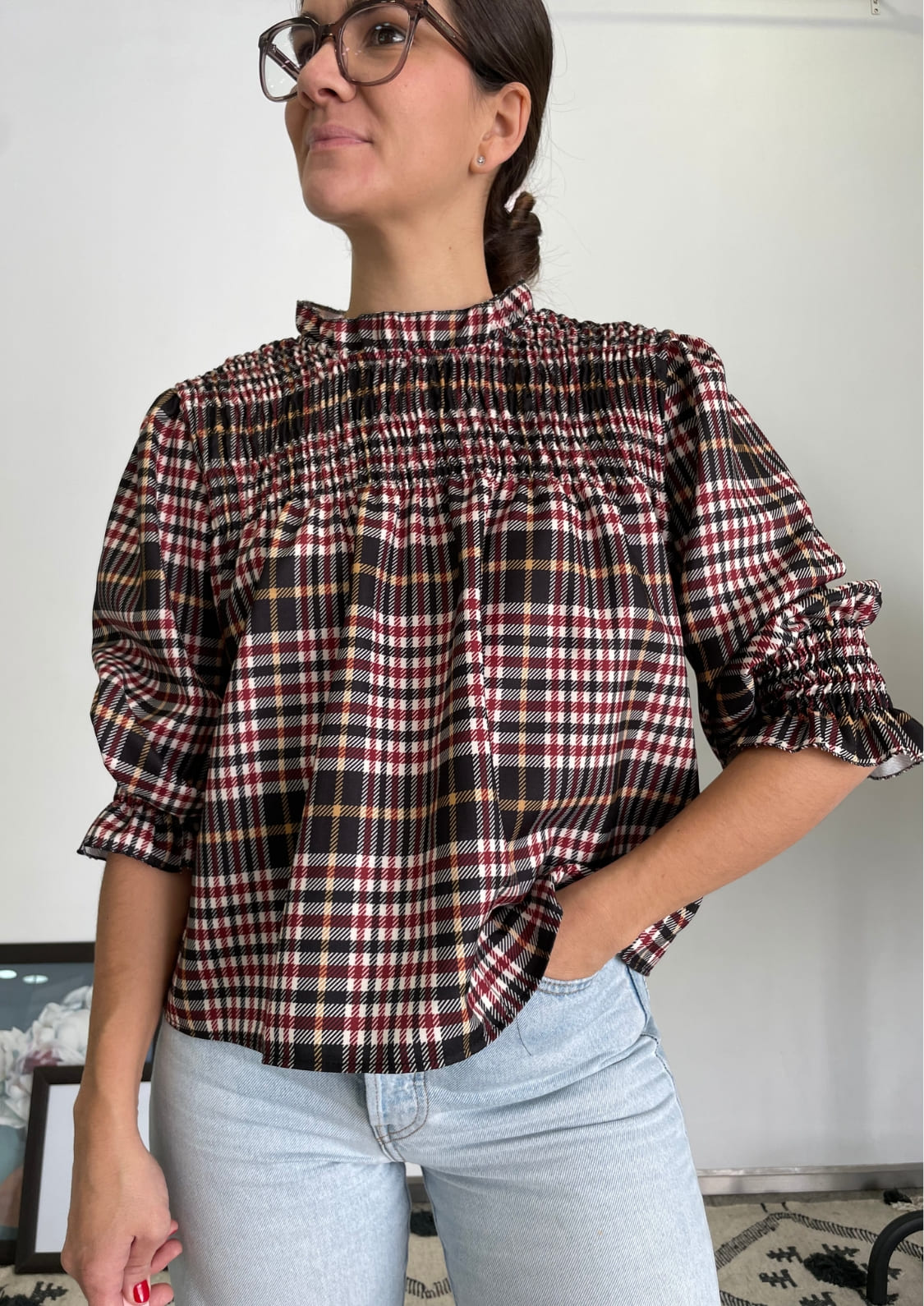 Blusa Tartán - Granate