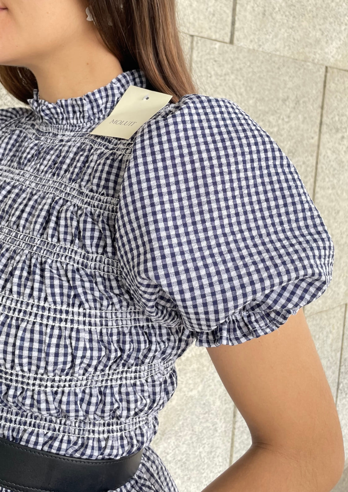 Blusa Oporto manga corta - Azul Marino Vichy
