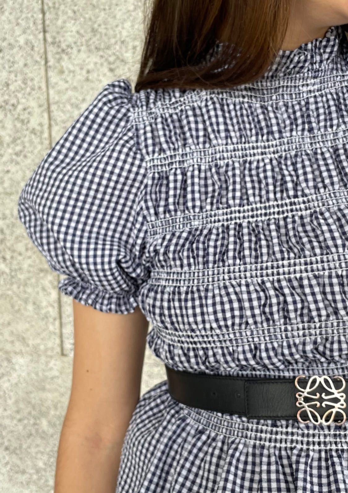 Blusa Oporto manga corta - Azul Marino Vichy