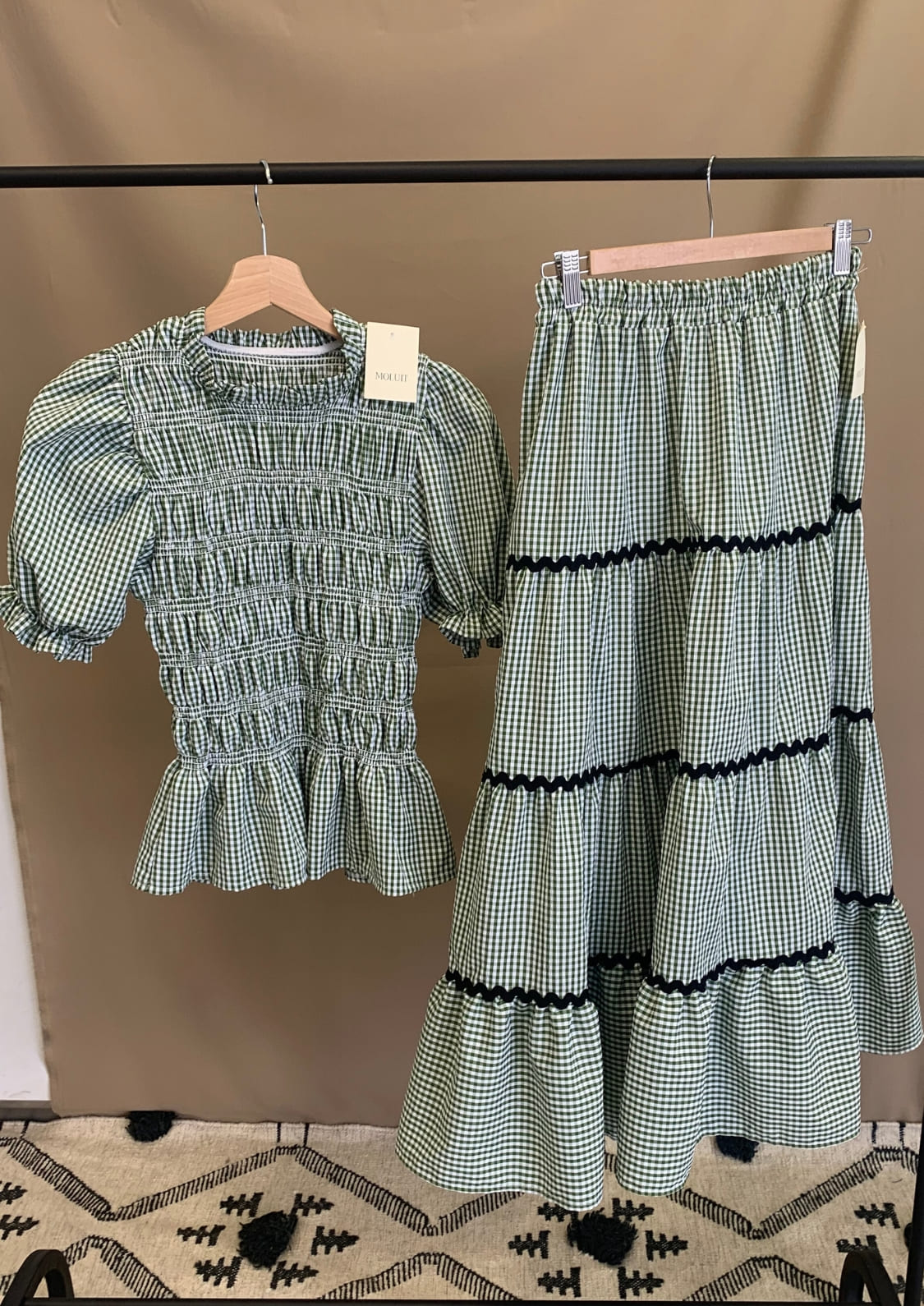 Conjunto Oporto manga corta - Verde Vichy