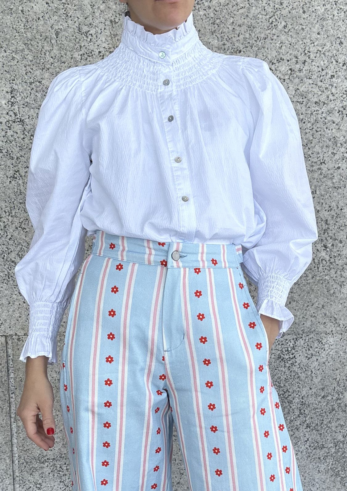 Blusa Milán - Blanco Manga larga textura