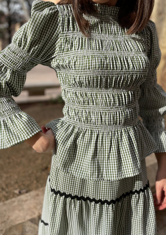 Blusa Oporto manga larga - Verde Vichy