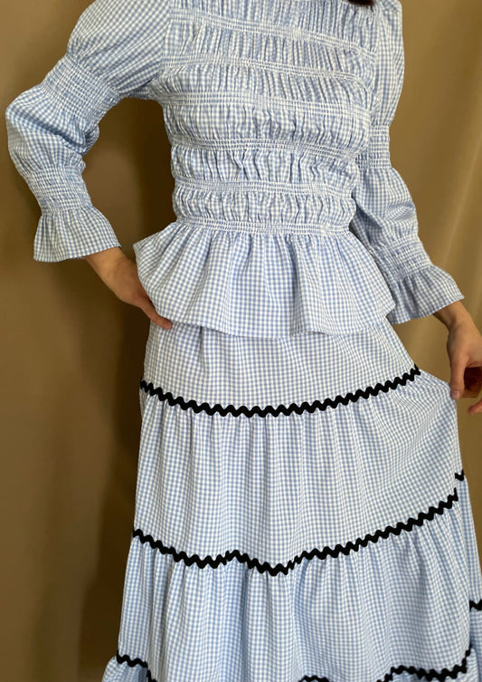 Conjunto Oporto manga larga - Azul Vichy