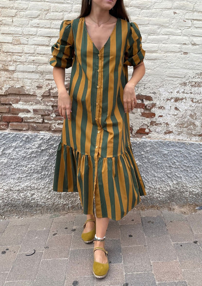 Vestido Copenhague - Verde/mostaza