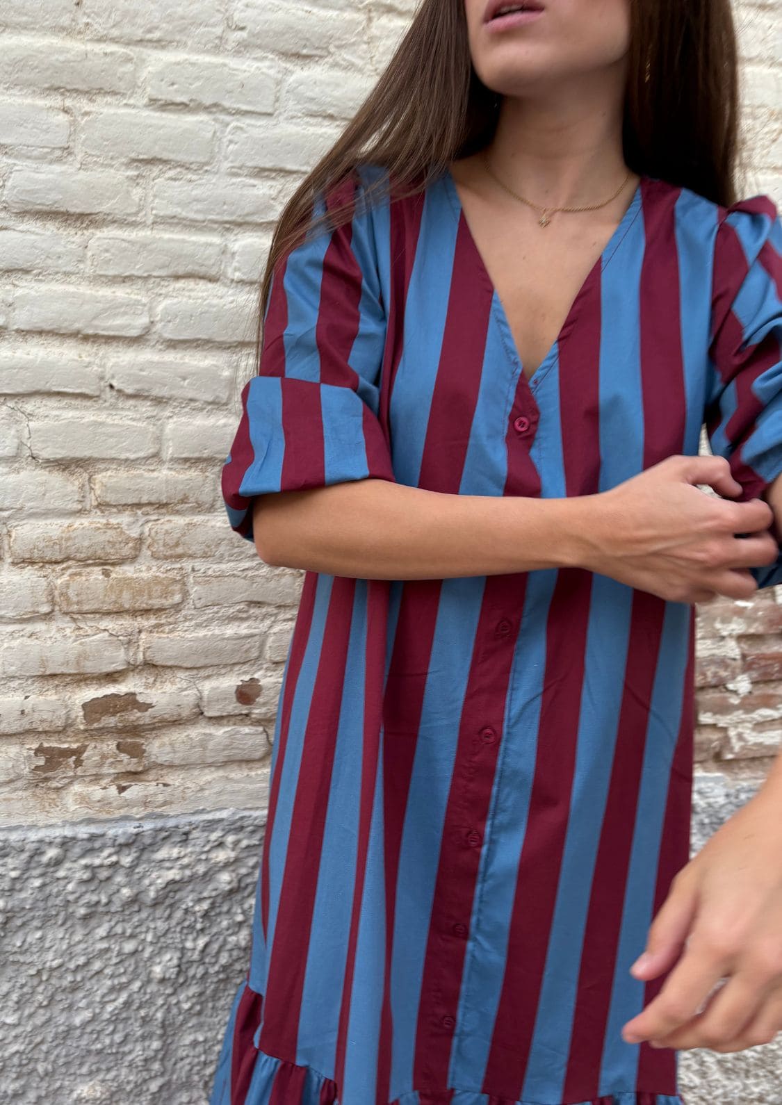 Vestido Copenhague - Azul/Burdeos