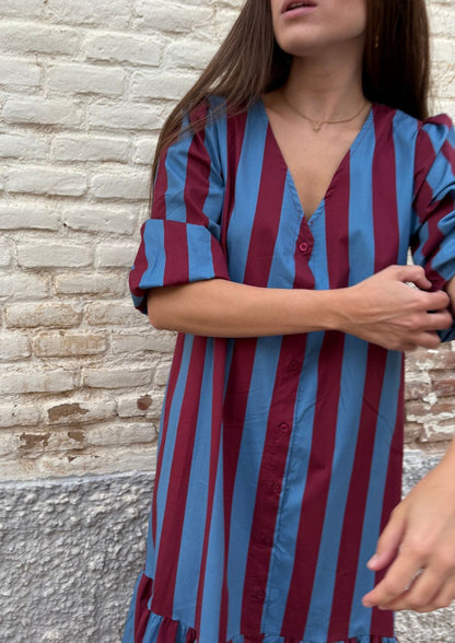 Vestido Copenhague - Azul/Burdeos
