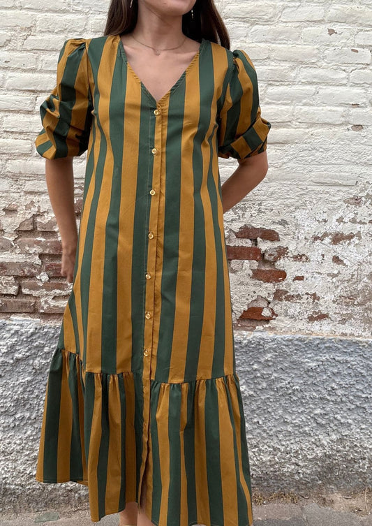 Vestido Copenhague - Verde/mostaza