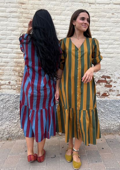 Vestido Copenhague - Verde/mostaza