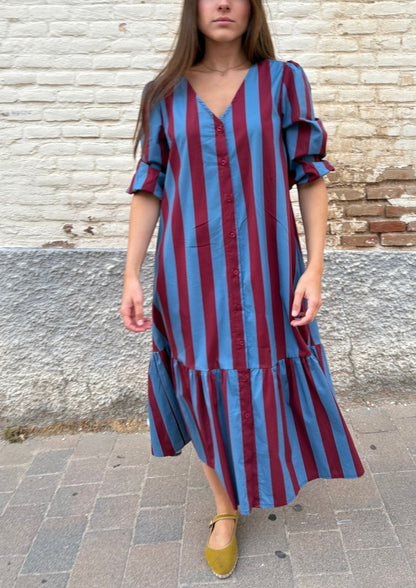 Vestido Copenhague - Azul/Burdeos