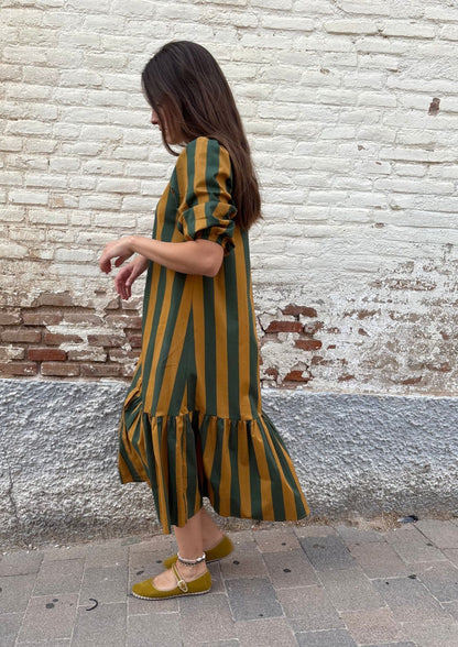 Vestido Copenhague - Verde/mostaza