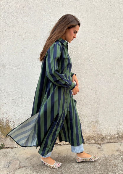Vestido camisero Copenhague - Azul/Verde