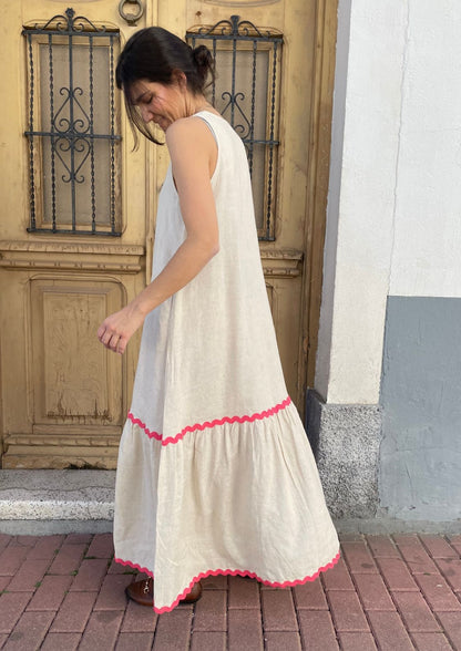 Vestido Almería - Beige y Coral