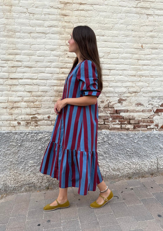 Vestido Copenhague - Azul/Burdeos