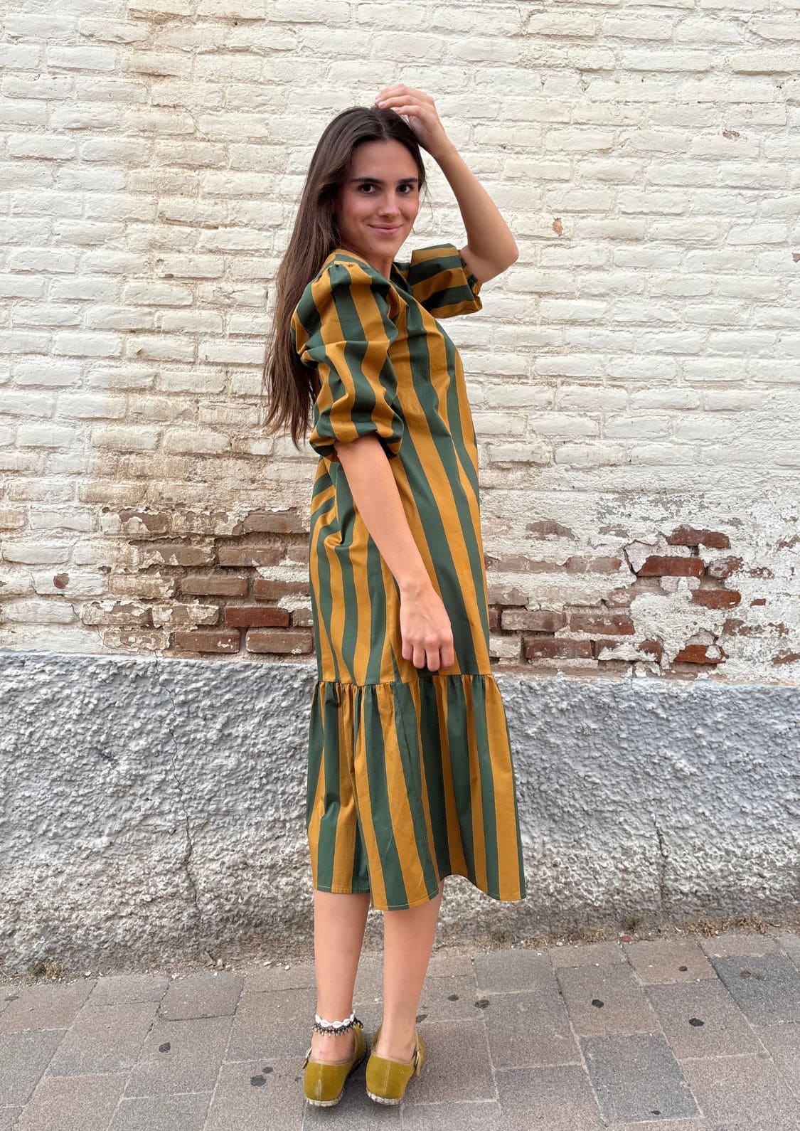Vestido Copenhague - Verde/mostaza