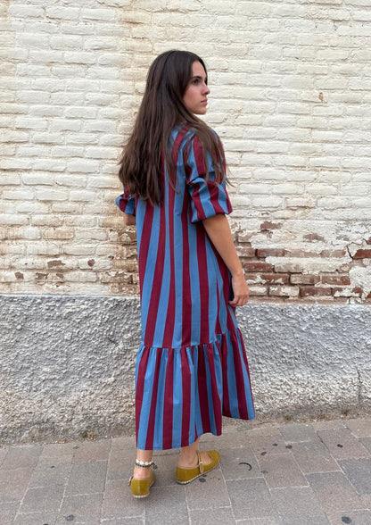 Vestido Copenhague - Azul/Burdeos