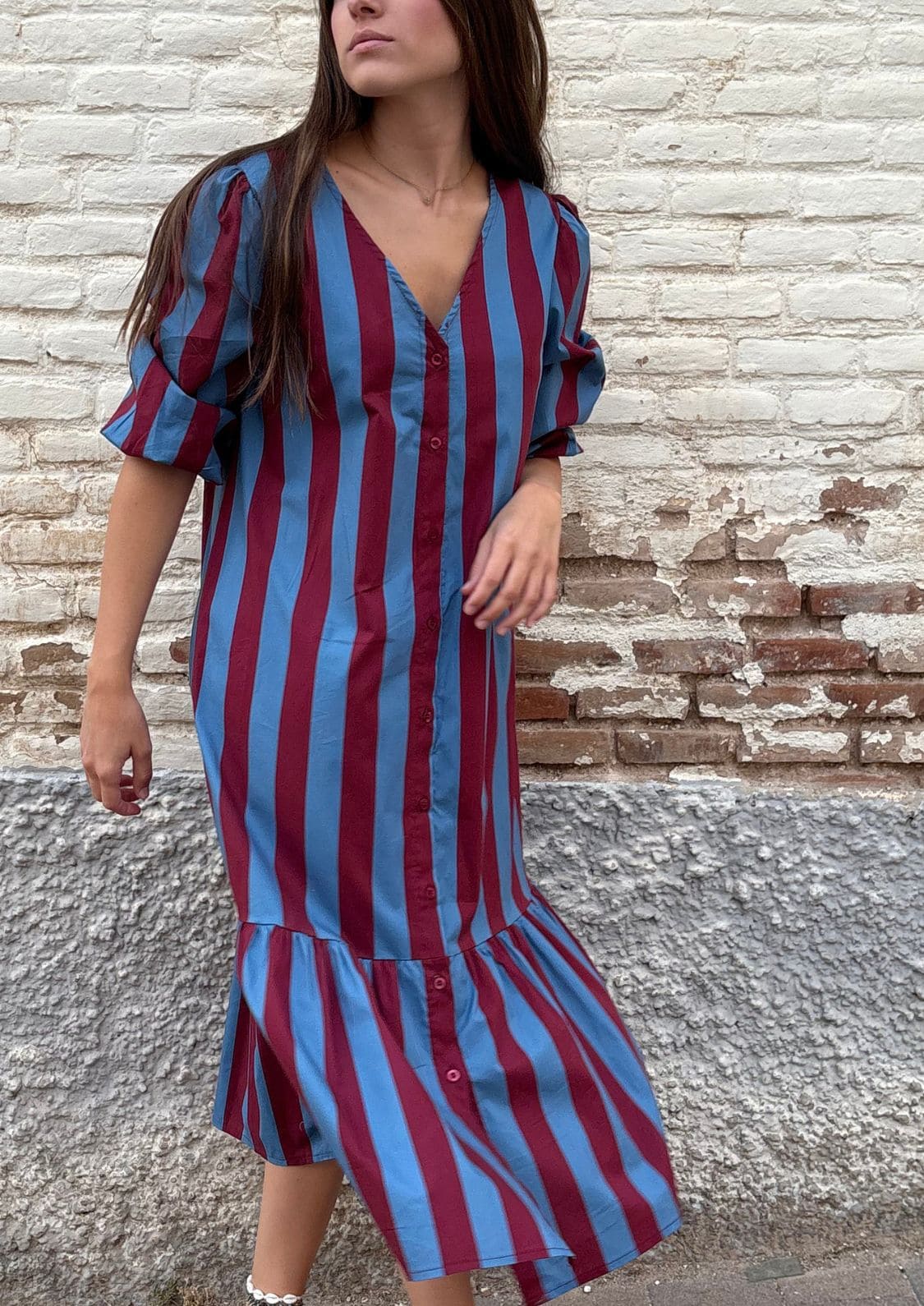 Vestido Copenhague - Azul/Burdeos