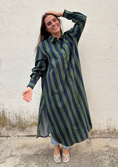 Vestido camisero Copenhague - Azul/Verde