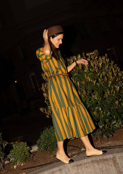Vestido Copenhague - Verde/Mostaza