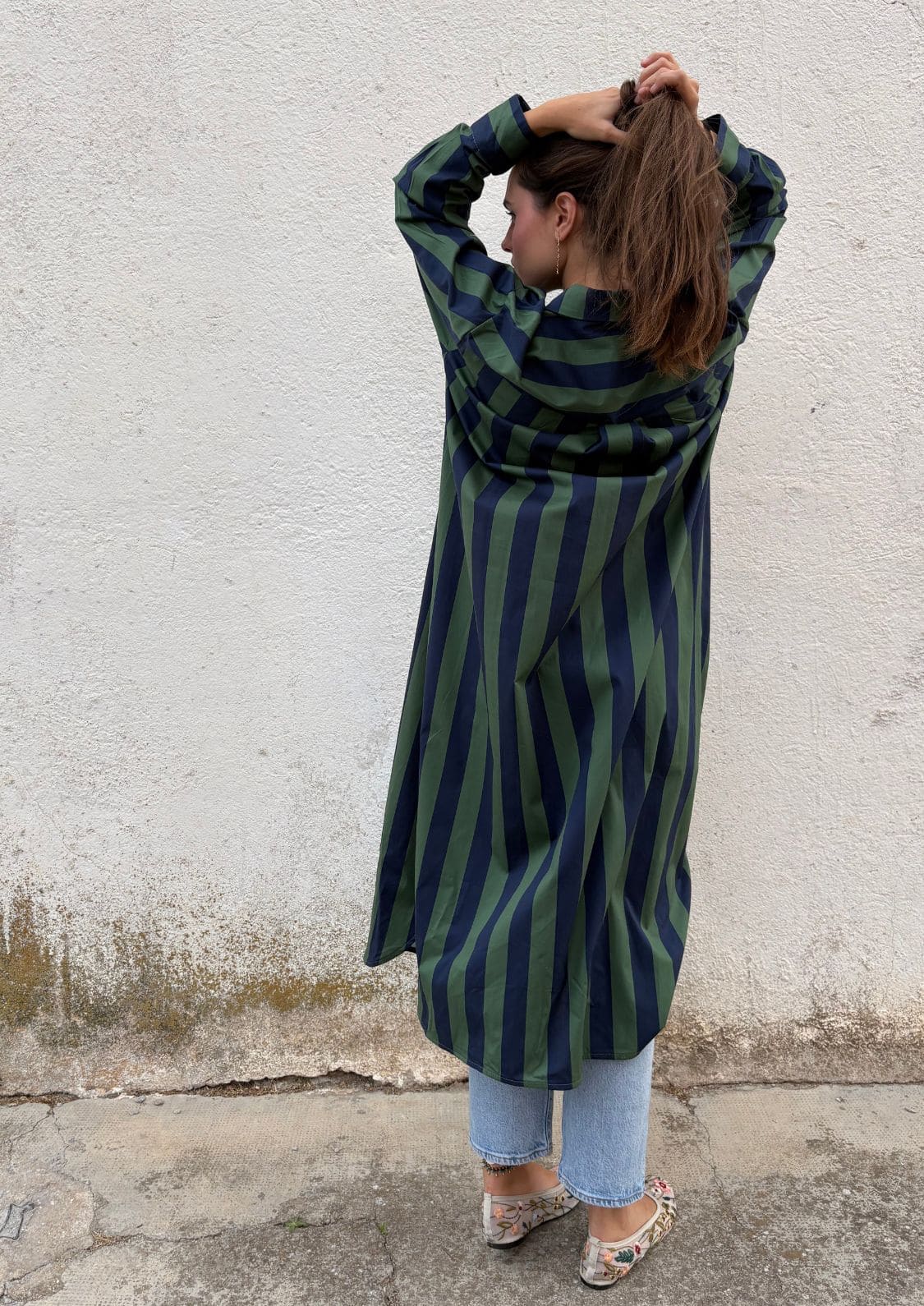 Vestido camisero Copenhague - Azul/Verde