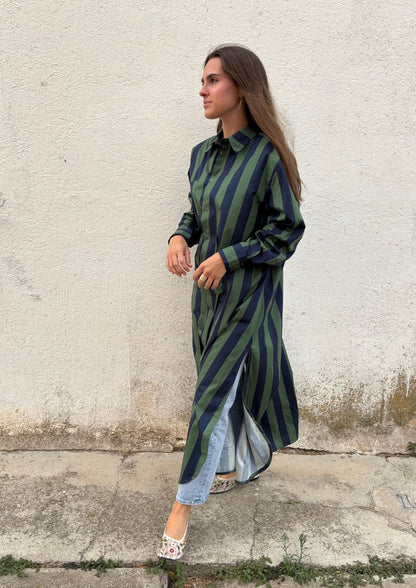 Vestido camisero Copenhague - Azul/Verde
