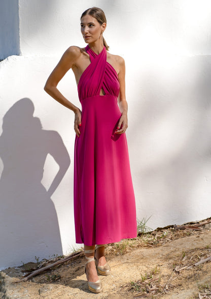 Vestido Barrosa fucsia