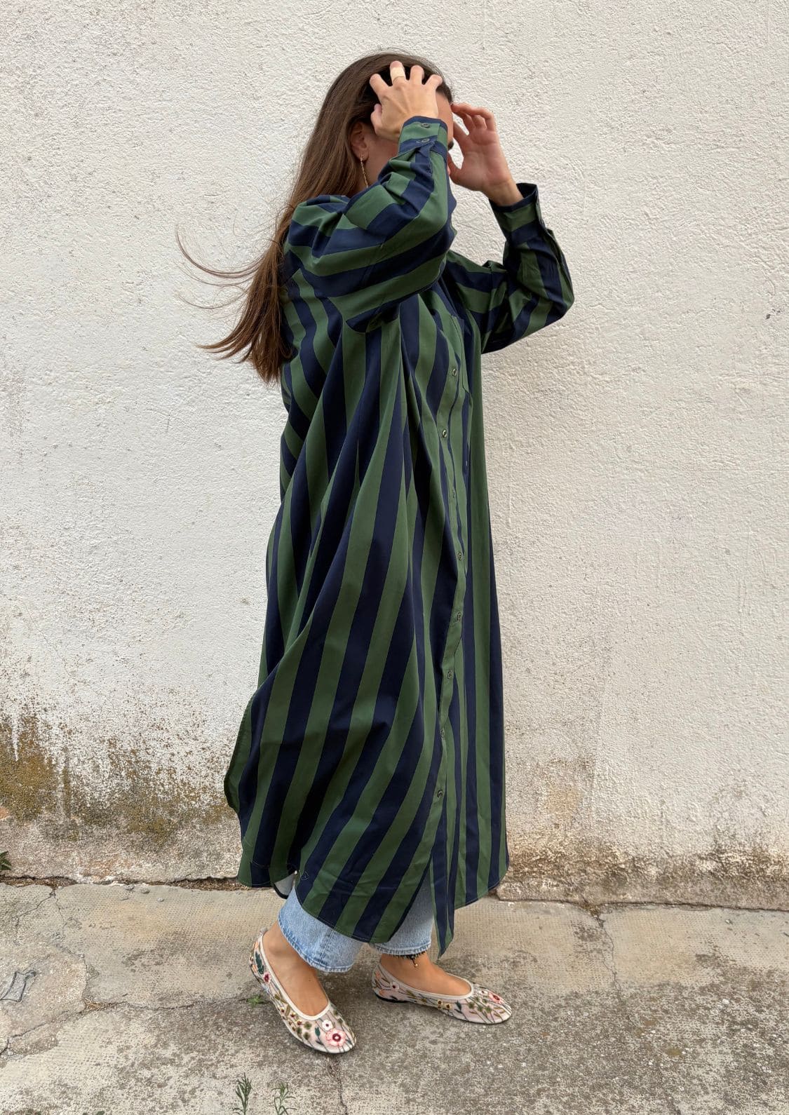 Vestido camisero Copenhague - Azul/Verde