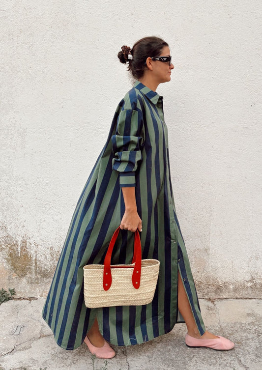 Vestido camisero Copenhague - Azul/Verde