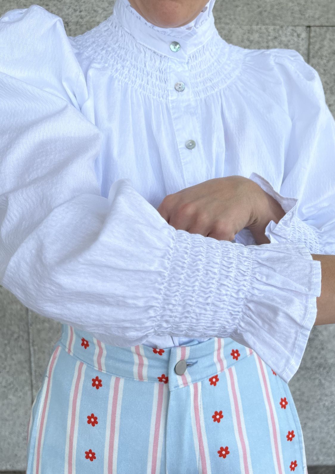 Blusa Milán - Blanco Manga larga textura