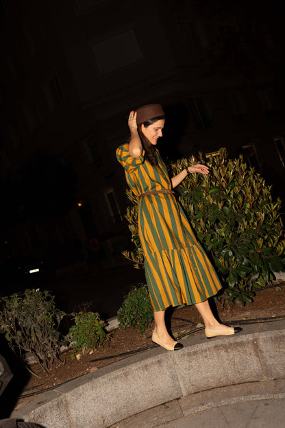 Vestido Copenhague - Verde/Mostaza
